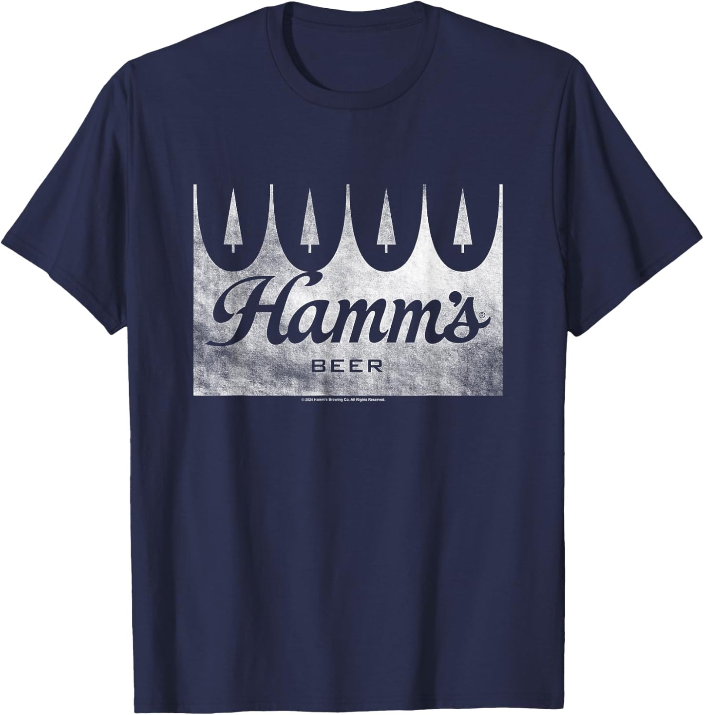 Hamm's Distressed Wood Sign Beer Badge T-Shirt - T-Shirt | Navy