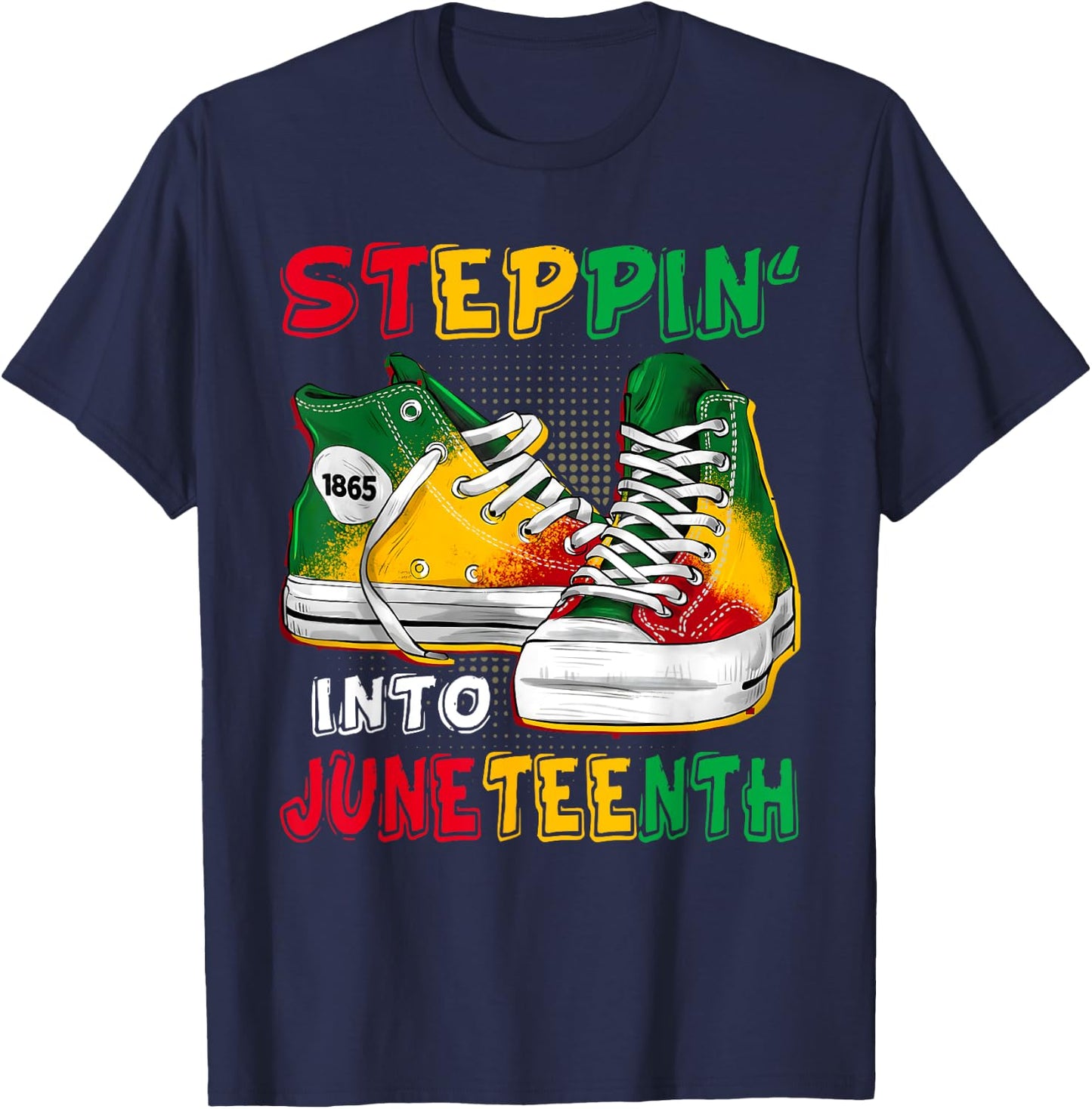 Stepping Into Juneteenth Afro Woman Black Girls Sneakers Men T-Shirt - T-Shirt | Navy