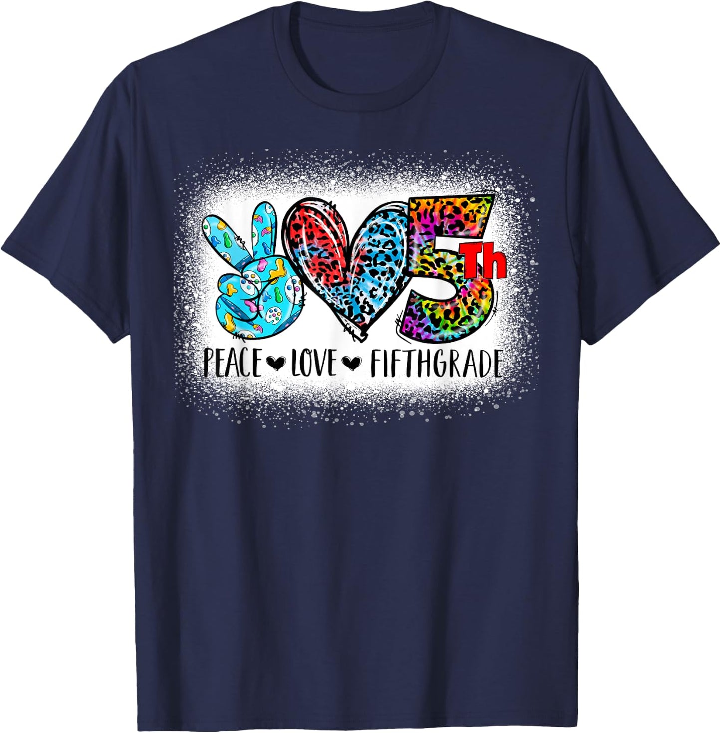 Peace Love Fifth Grade Back To School Team 5th Grade Squad T-Shirt - T-Shirt | Navy