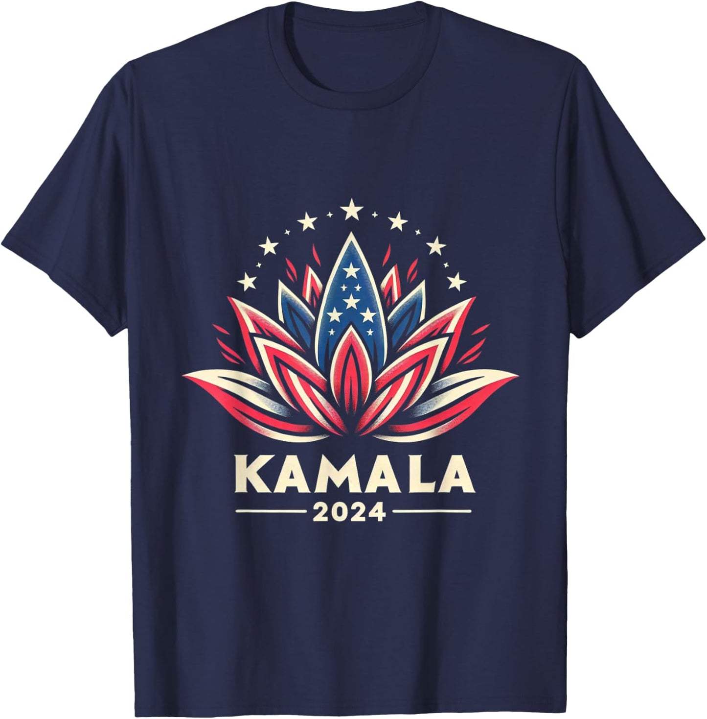 Kamala Harris 2024 Presidential Campaign American Lotus T-Shirt - T-Shirt | Navy