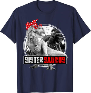 Sistersaurus T-Rex Dinosaur Sister Dinosaur T-Shirt - T-Shirt | Navy