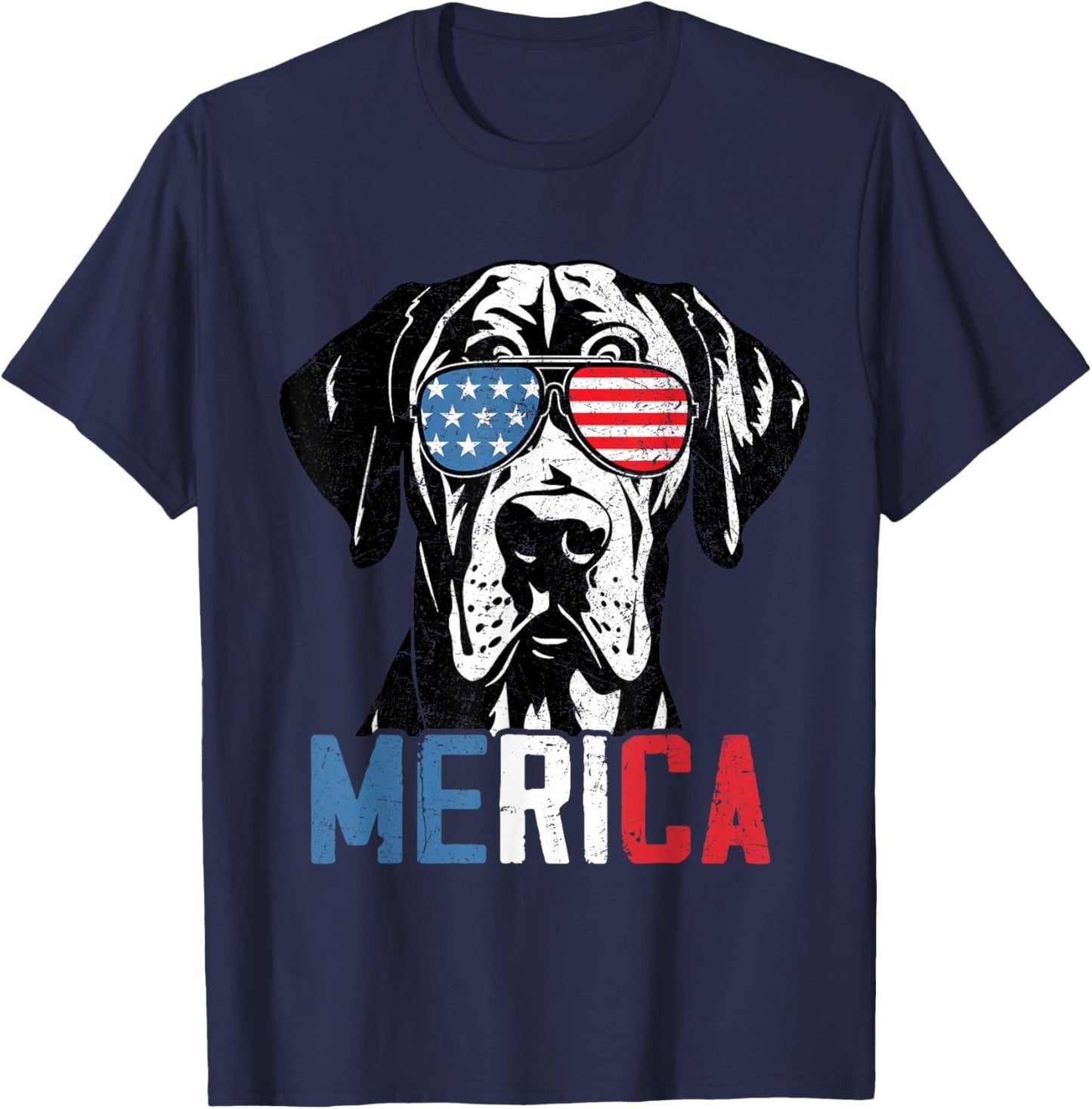 Patriotic Great Dane Dog Merica 4th Of July Funny T-Shirt - T-Shirt | Navy