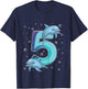 5 Year Old Dolphin 5th Birthday Girl Party Dolphin Lover T-Shirt - T-Shirt | Navy