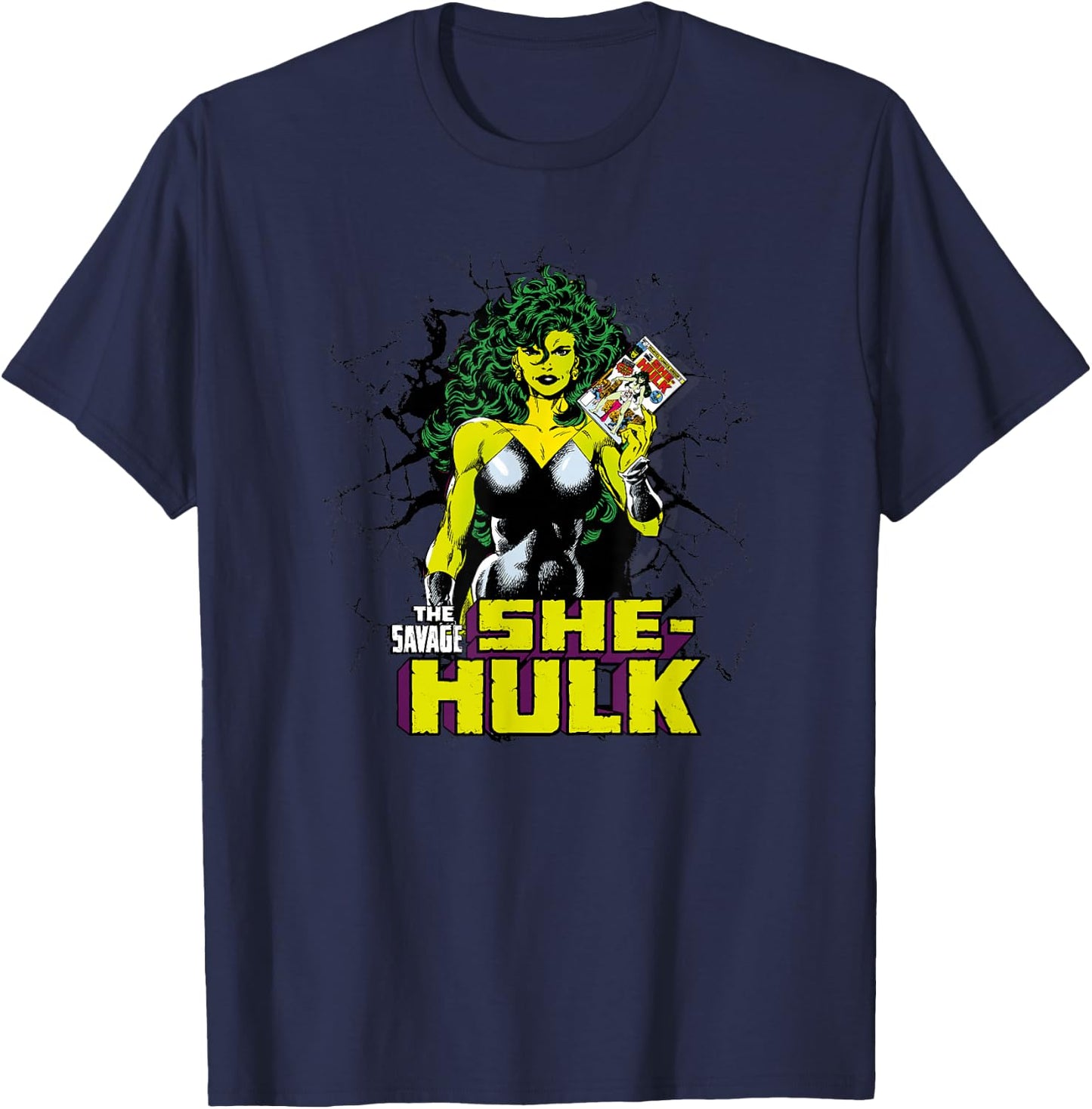 Marvel She-Hulk The Savage Vintage Comic Breakthrough T-Shirt - T-Shirt | Navy