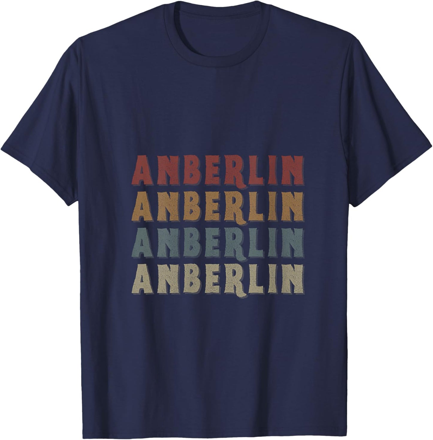 Women's Vintage Cool Anberlin First Name Funny Love Heart Anberlin V-Neck T-Shirt - T-Shirt | Navy
