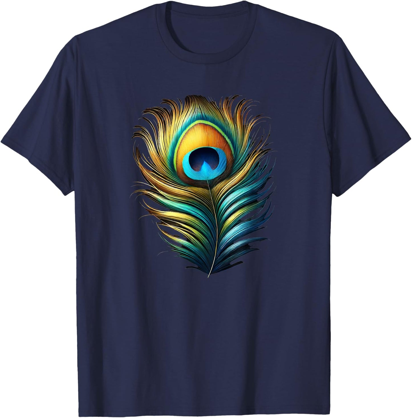 Peacock Feather Peafowl T-Shirt - T-Shirt | Navy