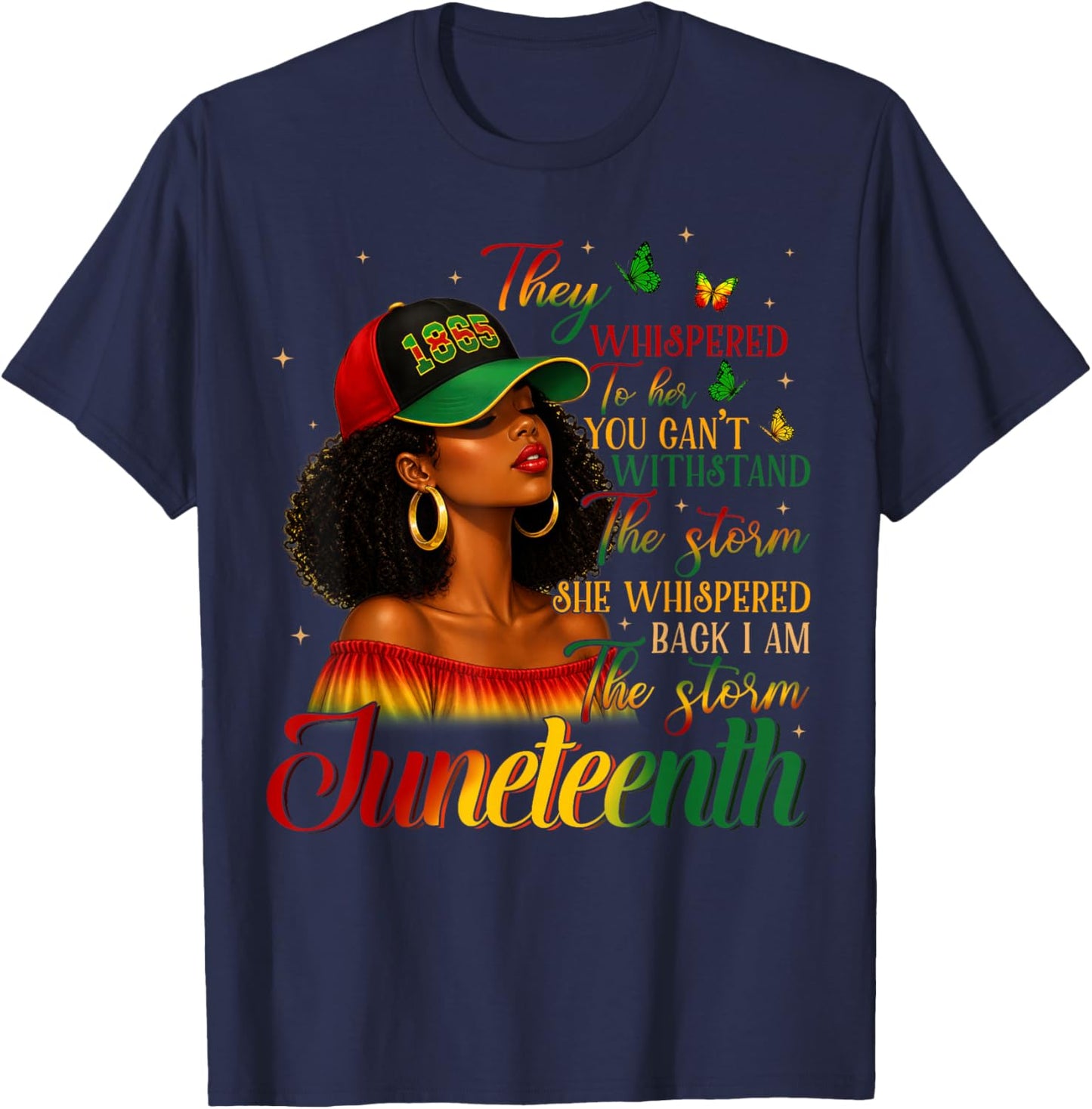 Juneteenth Shirts Black I'm The Storm African Melanin T-Shirt - T-Shirt | Navy