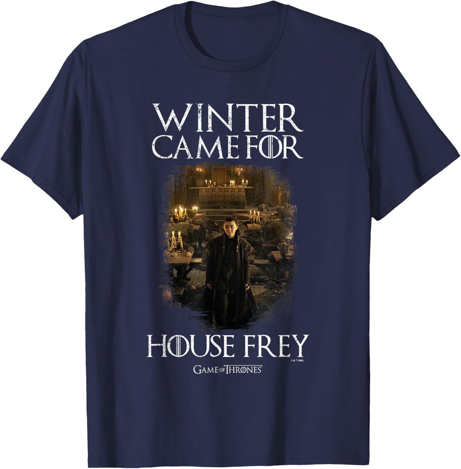 Game Of Thrones Winter Came For House Frey Arya Vignette T-Shirt - T-Shirt | Navy