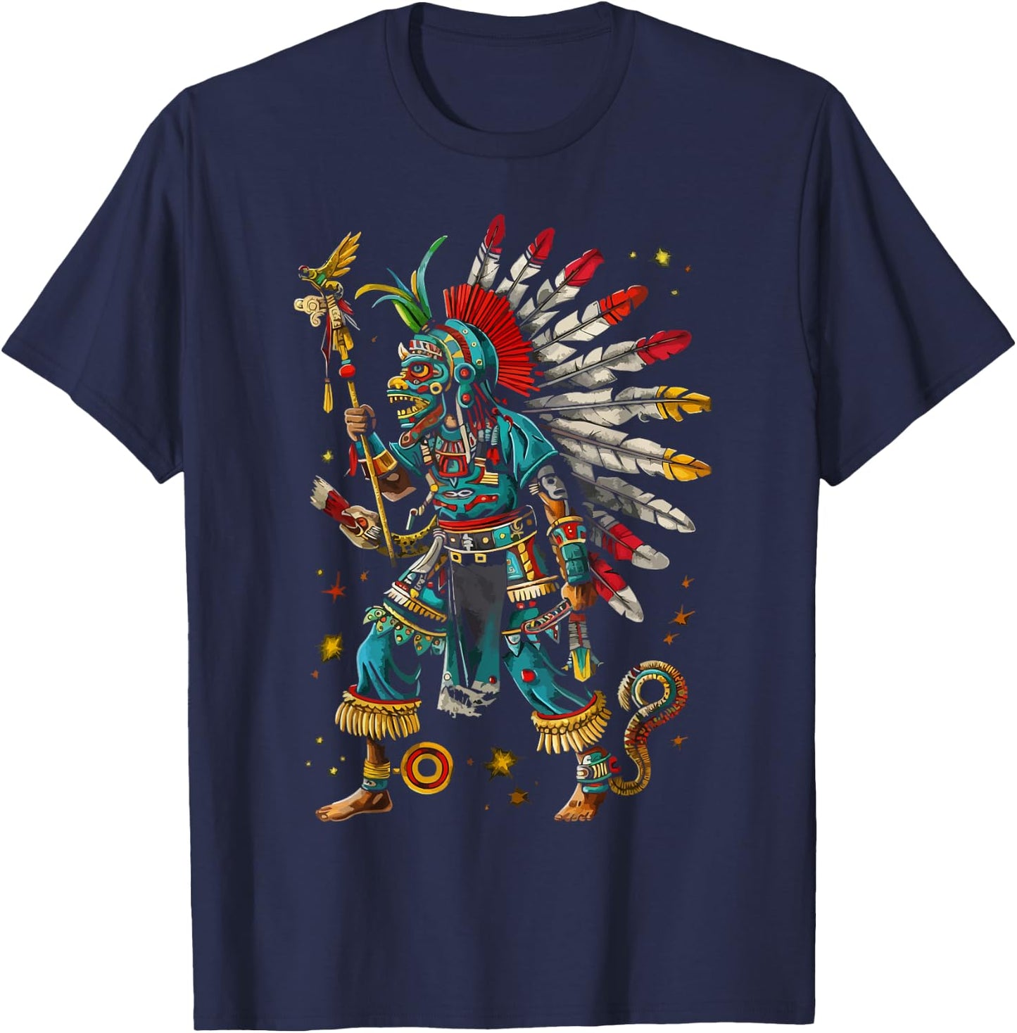 Aztec God Aztec Culture Mayan Indigenous Tlaloc Statue T-Shirt - T-Shirt | Navy