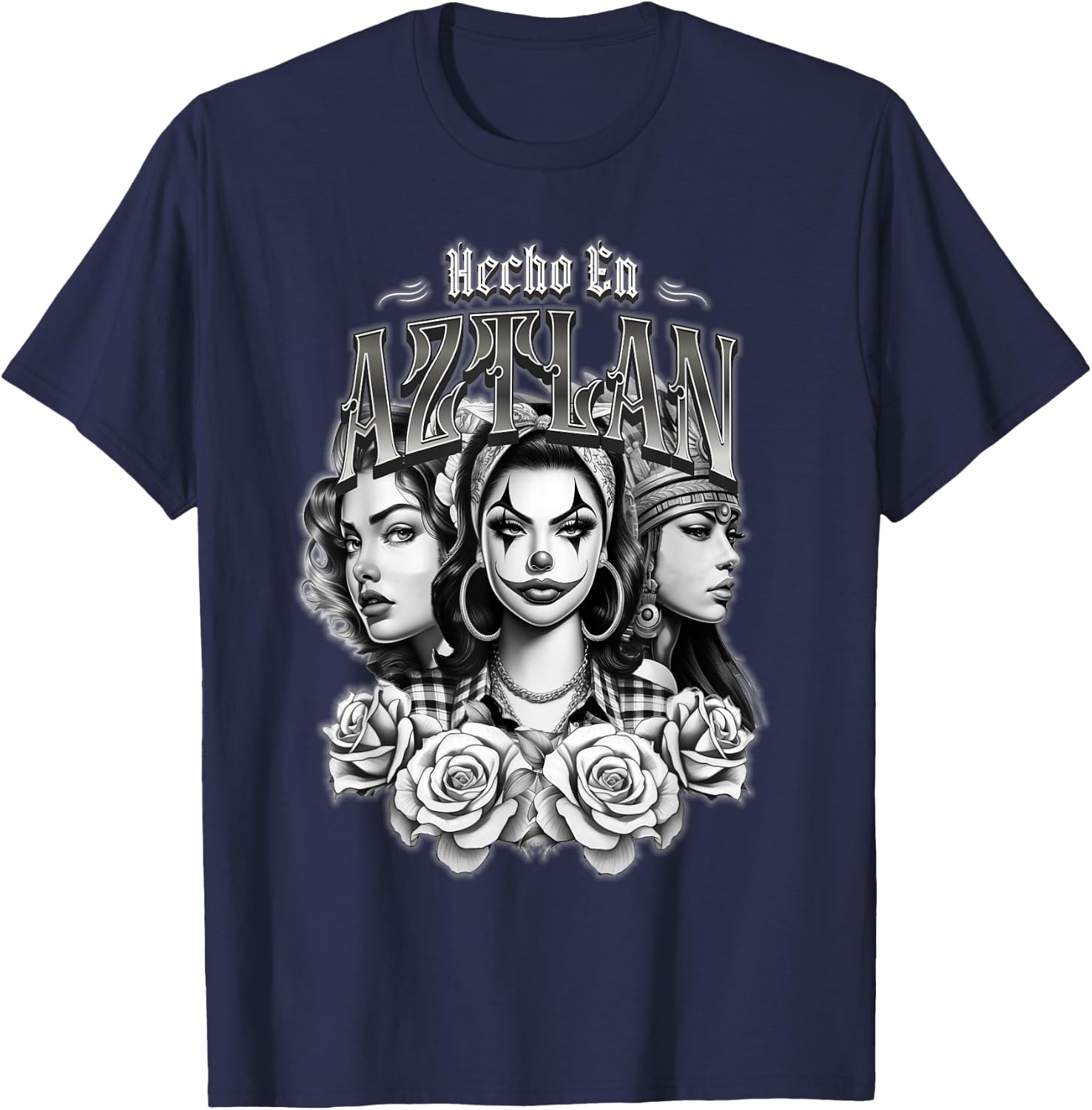 Chola Chicana Hecho En Aztlan Latina T-Shirt - T-Shirt | Navy