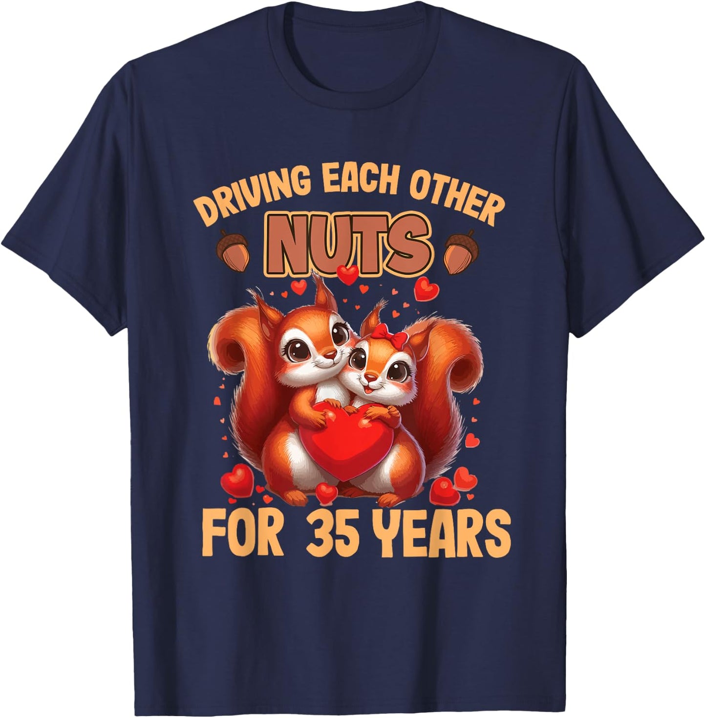 Couples Married 35 Year Funny 35th Wedding Anniversary T-Shirt - T-Shirt | Navy