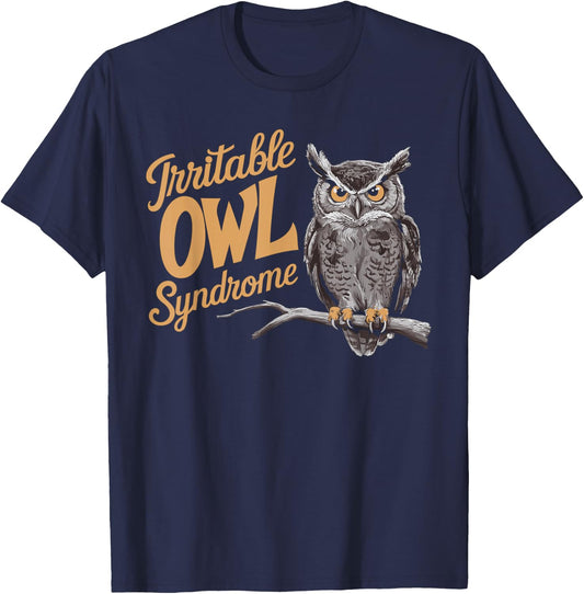Funny Irritable Owl Syndrome Irritable Bowel Pun T-Shirt - T-Shirt | Navy