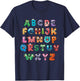 Monster Alphabet Fun Colorful Educational Kids T-Shirt - T-Shirt | Navy