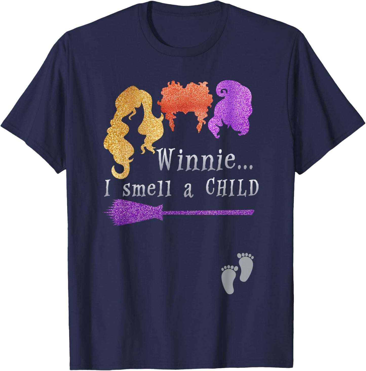 Pregnancy Halloween Costume Winnie I Smell A Child T-Shirt - T-Shirt | Navy