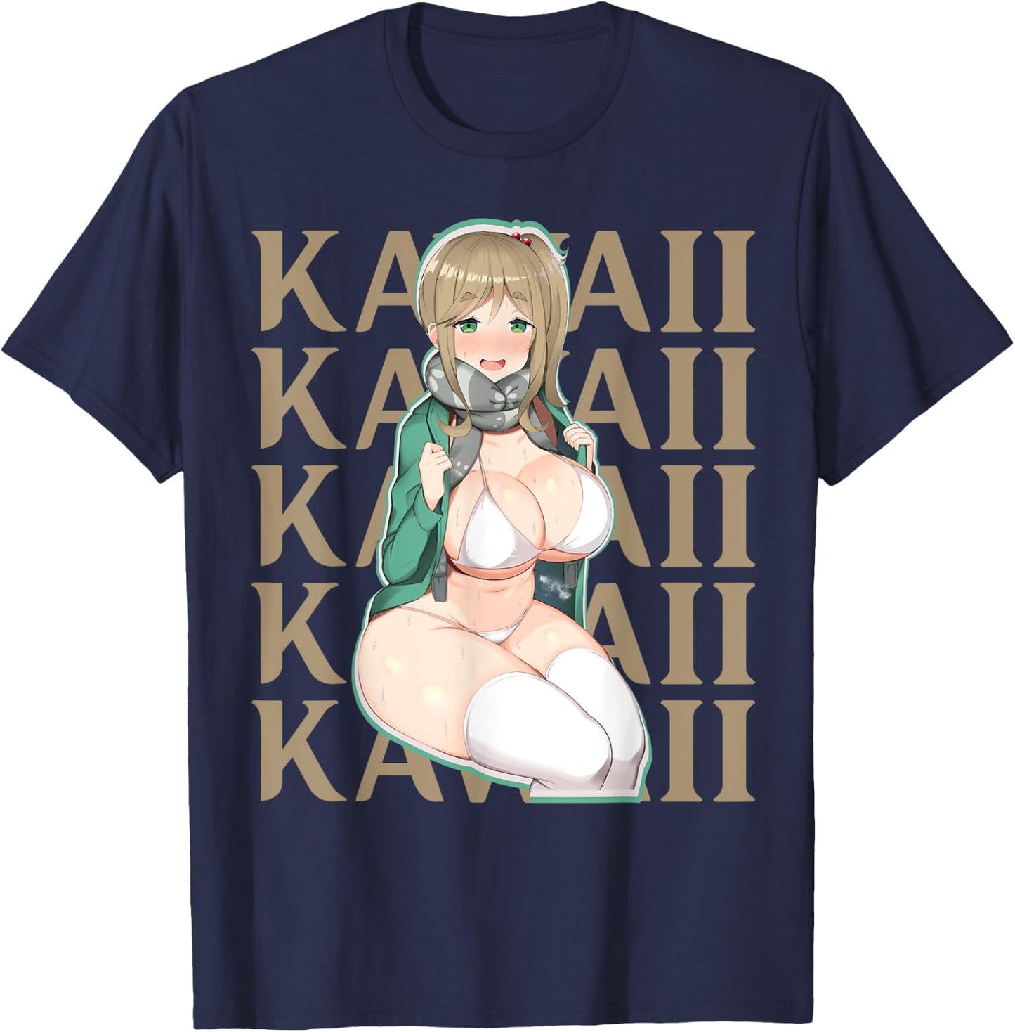 Cute Anime Fan Lewd Waifu Kawaii T-Shirt - T-Shirt | Navy