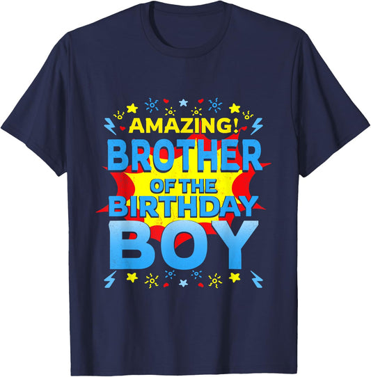 Amazing Brother Of The Birthday Boy Superhero Comic Family T-Shirt - T-Shirt | Navy