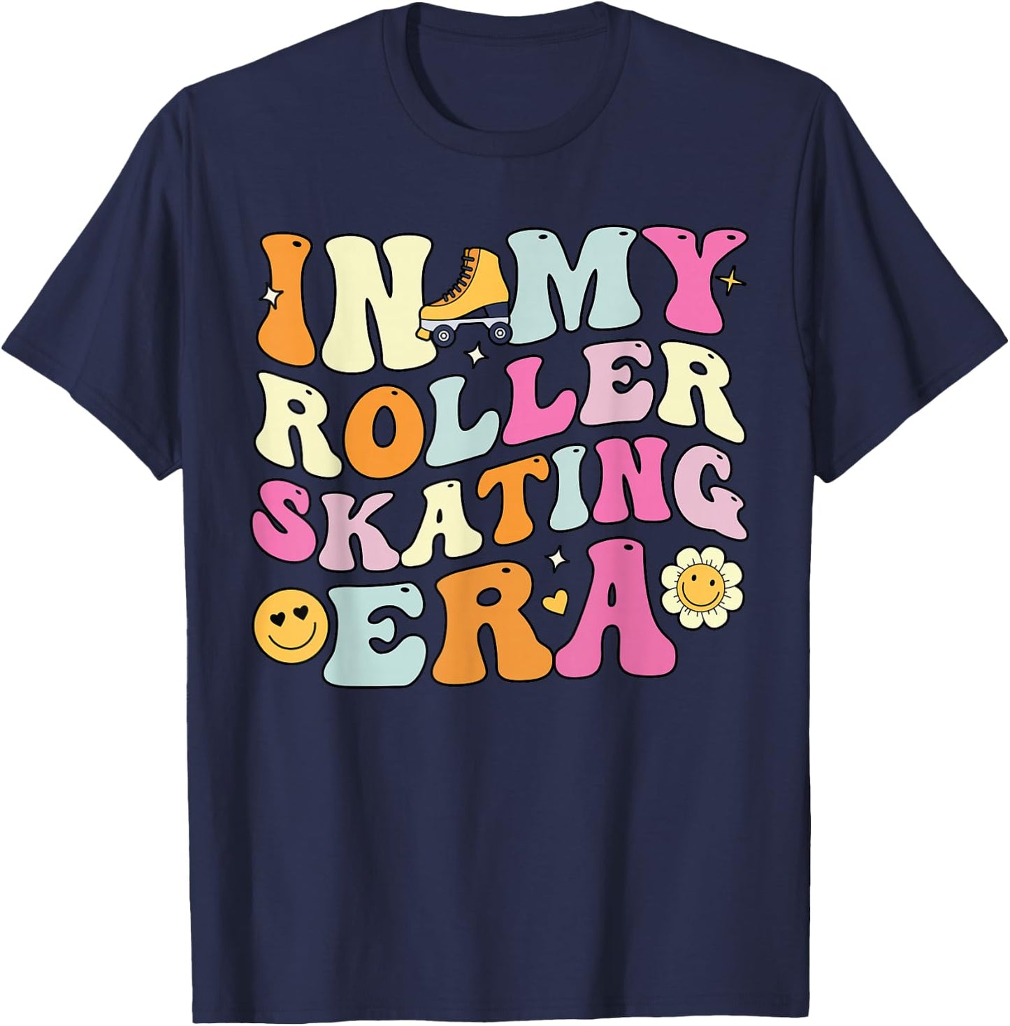 In My Roller Skating Era, Groovy Roller Skaters T-Shirt - T-Shirt | Navy