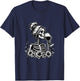 Female Skeleton Wine Drinking Messy Bun Vintage Halloween T-Shirt - T-Shirt | Navy