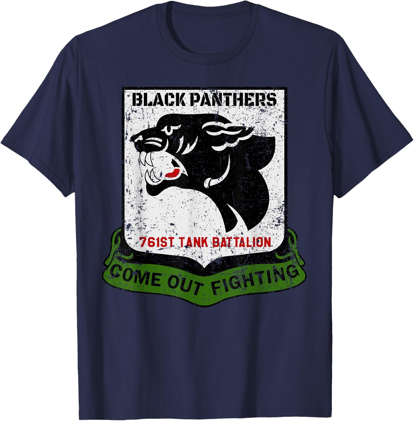 Black Panthers 761st Tank Battalion WW2 Tank Squadron T-Shirt - T-Shirt | Navy