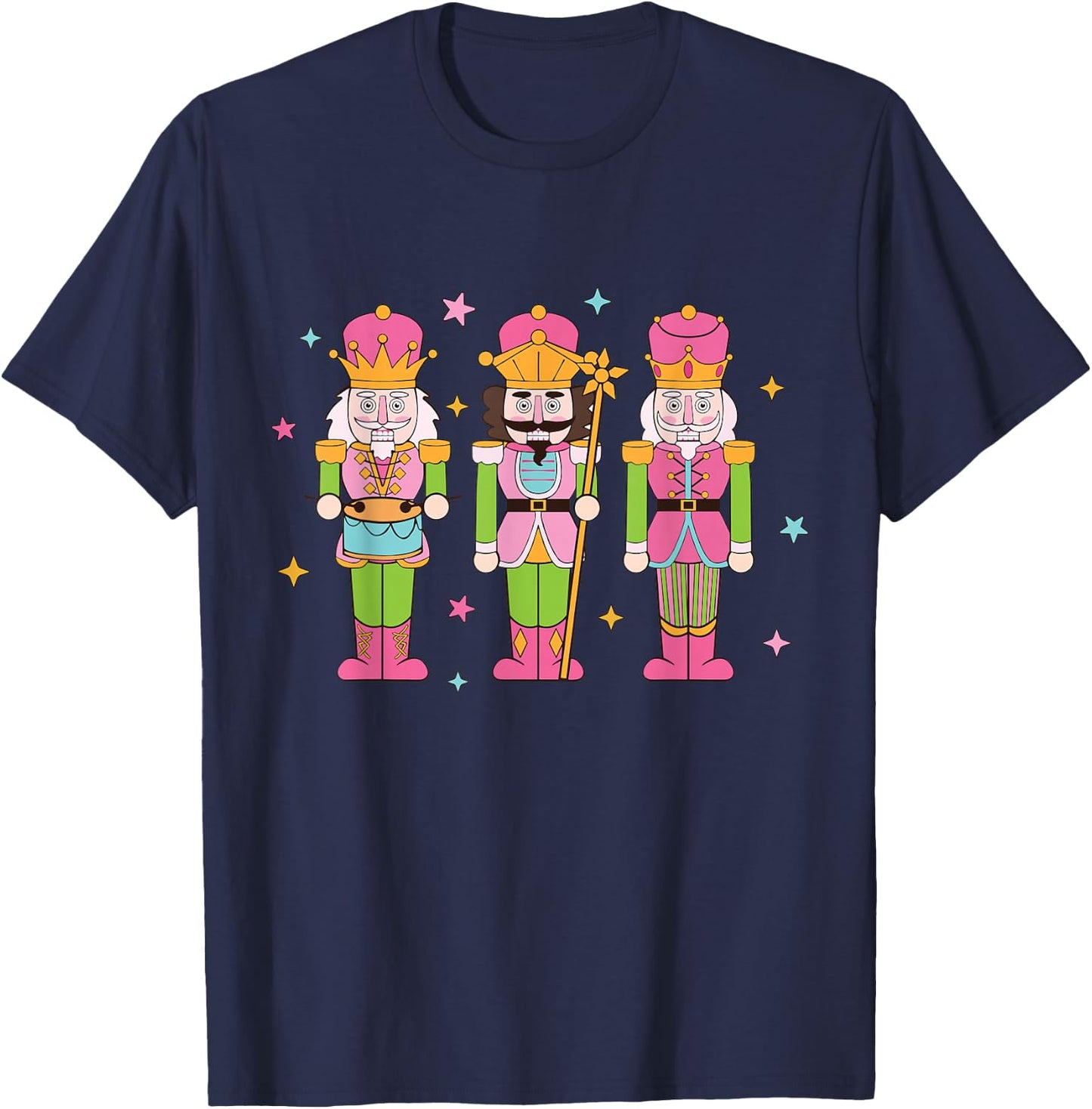 Vintage Pink Nutcracker Squad Women Girl Kids Pink Christmas T-Shirt - T-Shirt | Navy