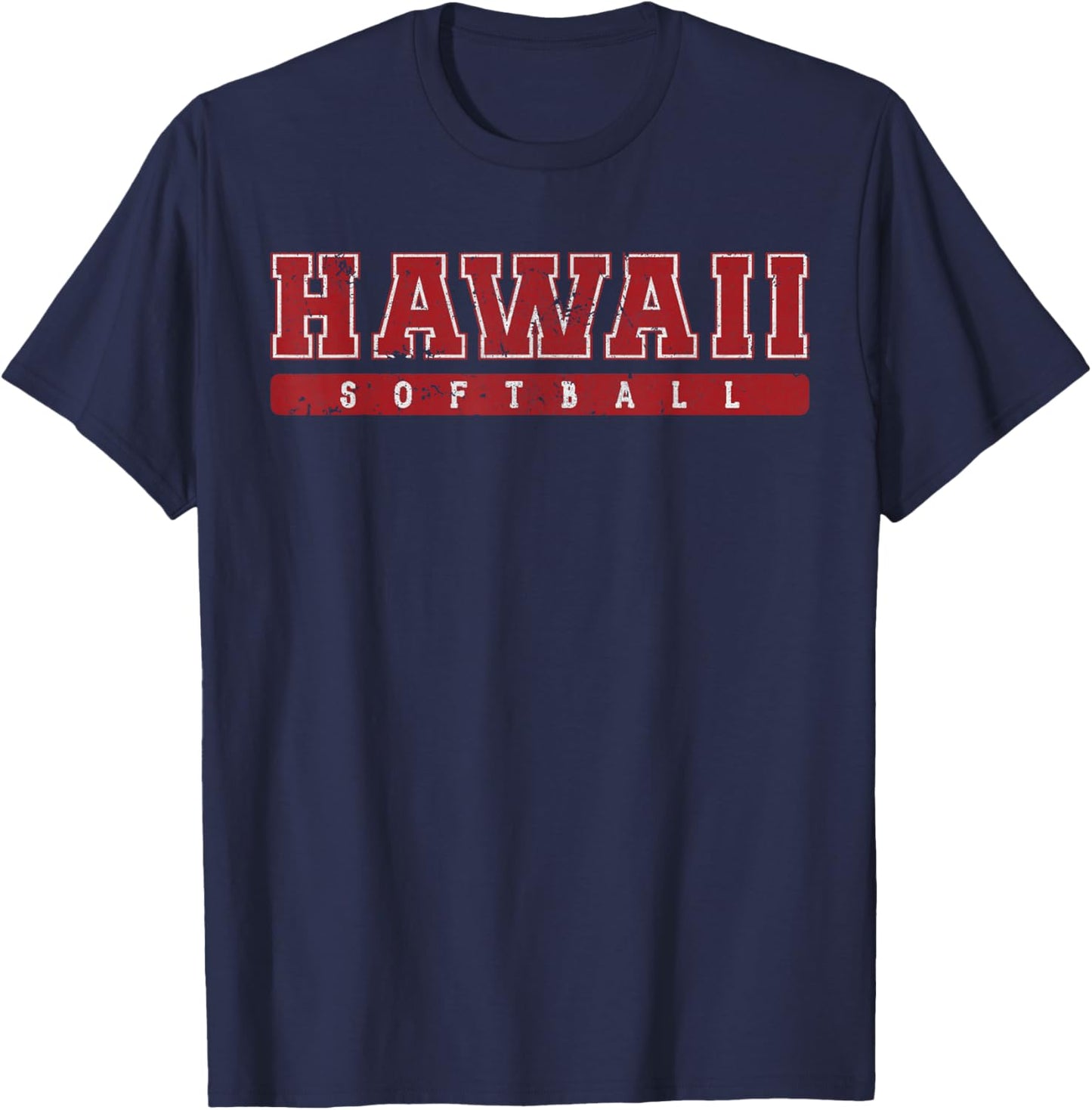 Hawaii Softball Red Vintage Text T-Shirt - T-Shirt | Navy