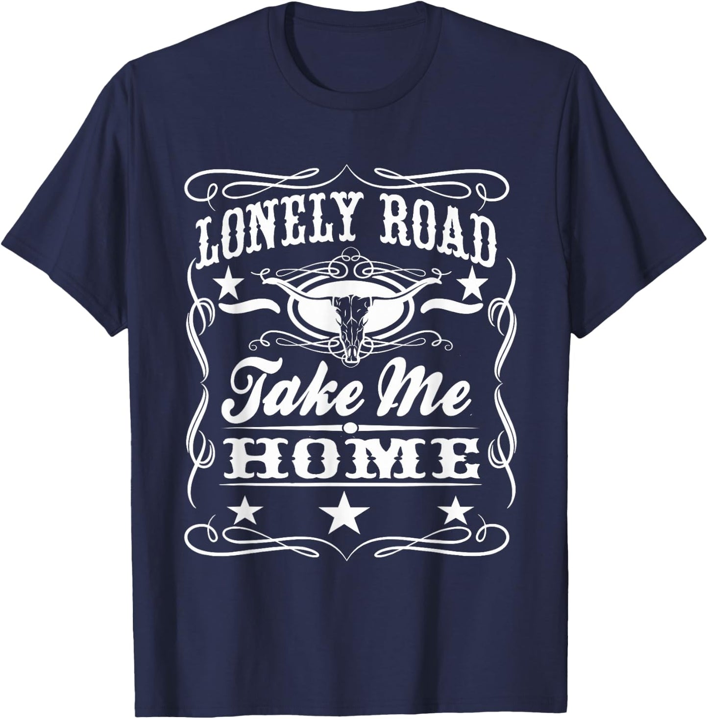 Lonely Road Retro Whiskey T-Shirt - T-Shirt | Navy