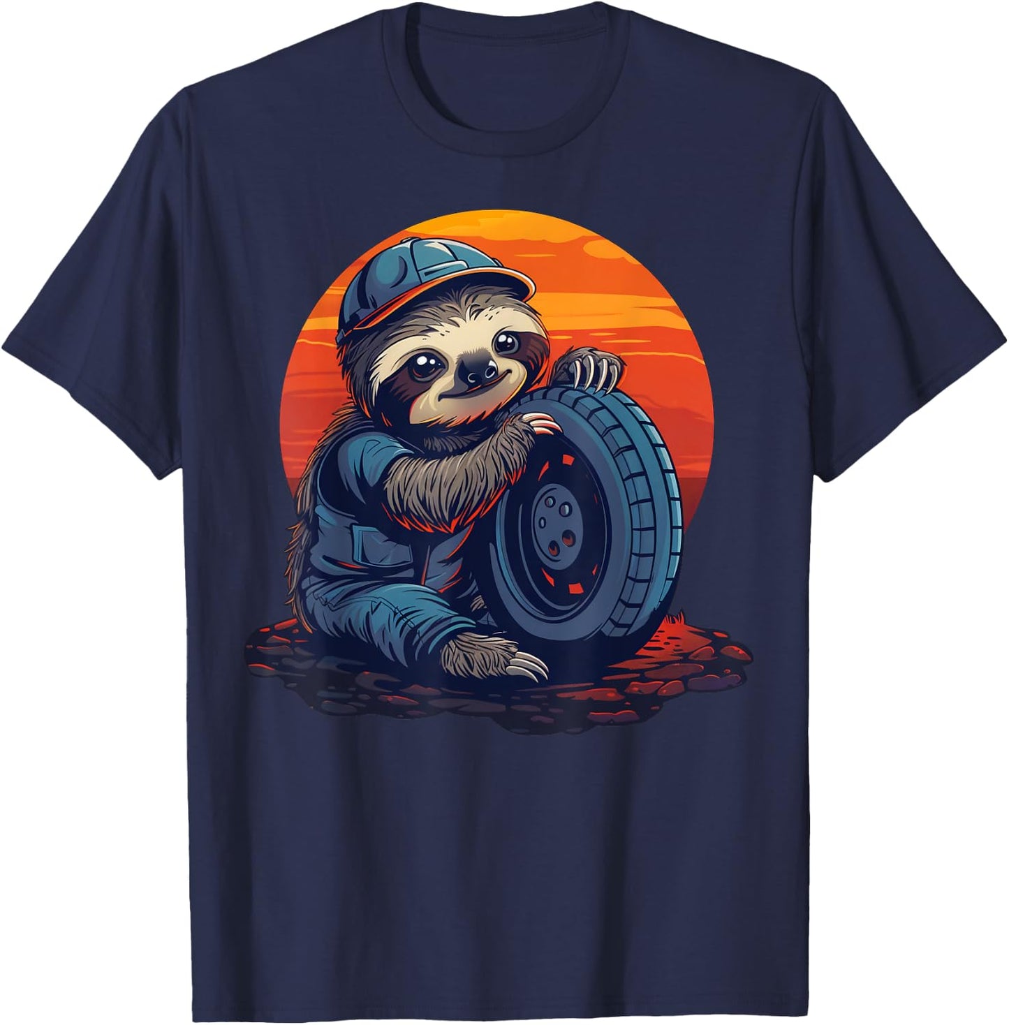 Funny Lazy Sloth Automotive mechanic T-Shirt - T-Shirt | Navy