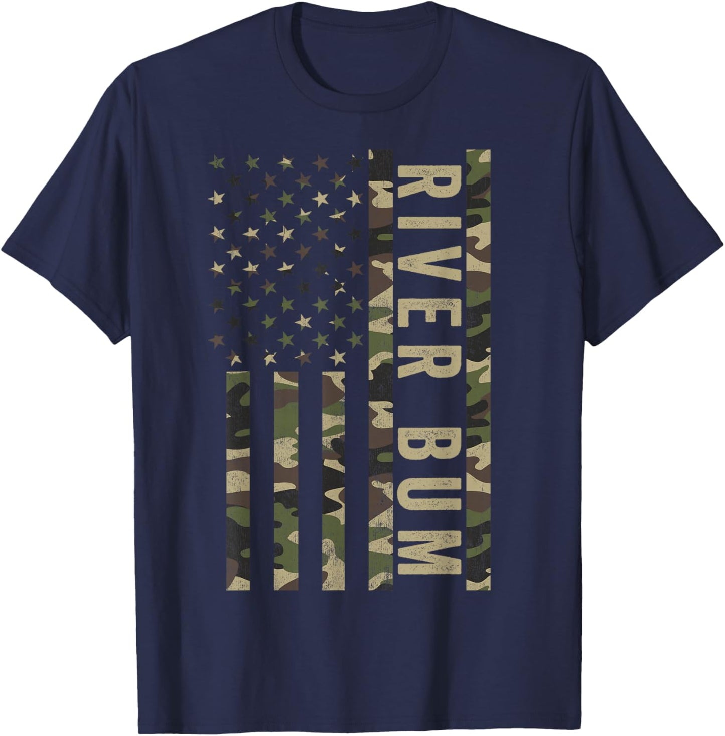 River Bum American Flag, River Enthusiasts, River Bum T-Shirt - T-Shirt | Navy