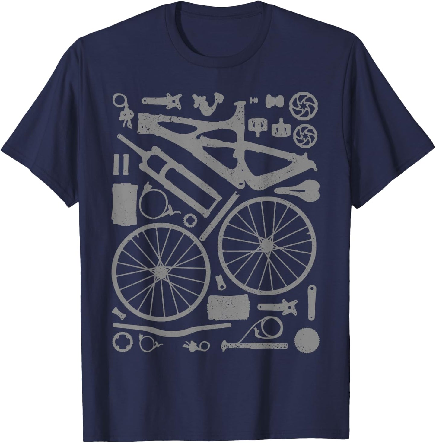 Mountain Bike Parts MTB Bicycle Cycling Downhill Biker T-Shirt - T-Shirt | Navy