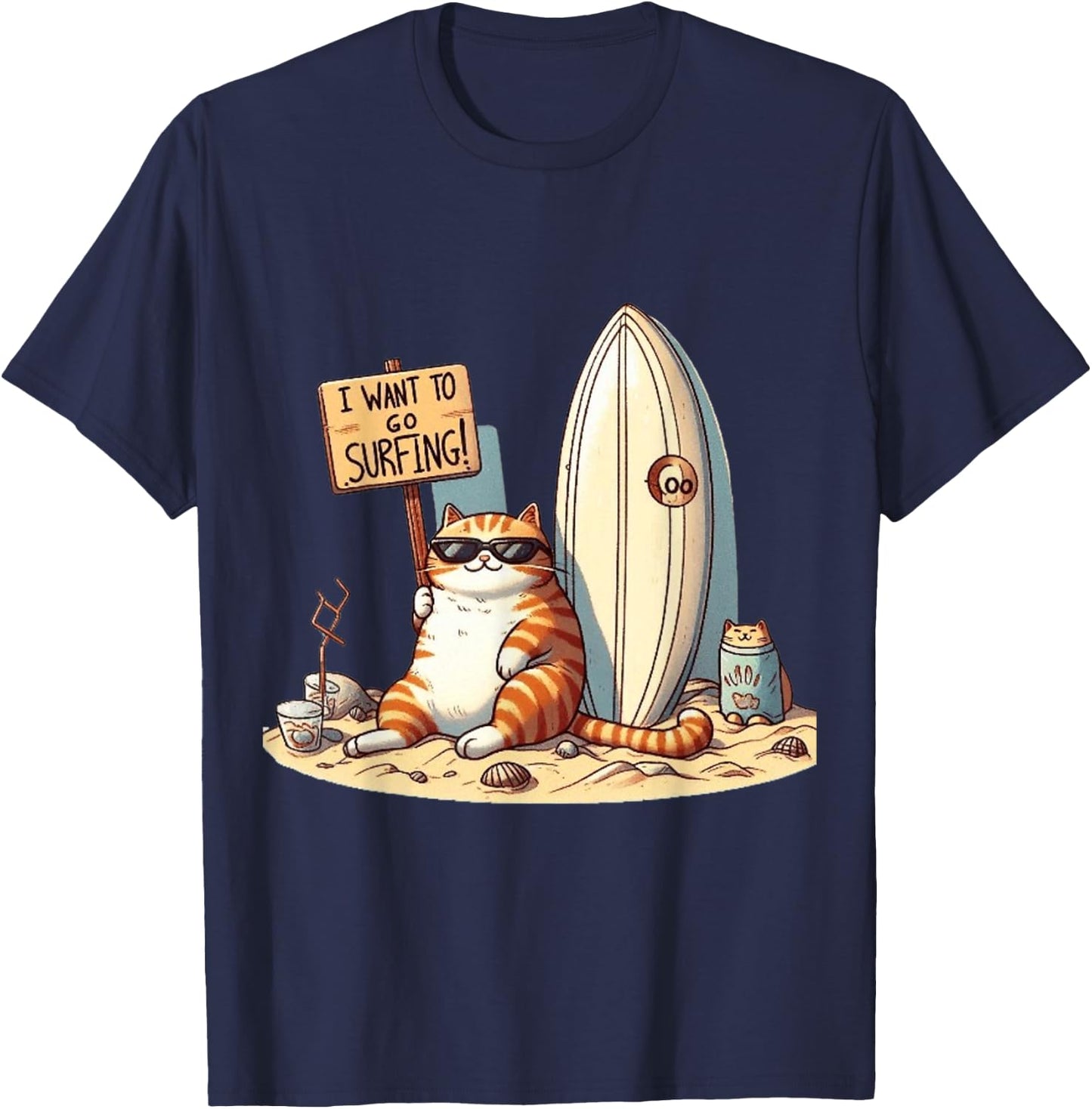 I want to go surfing ,The Call of the Waves T-Shirt - T-Shirt | Navy