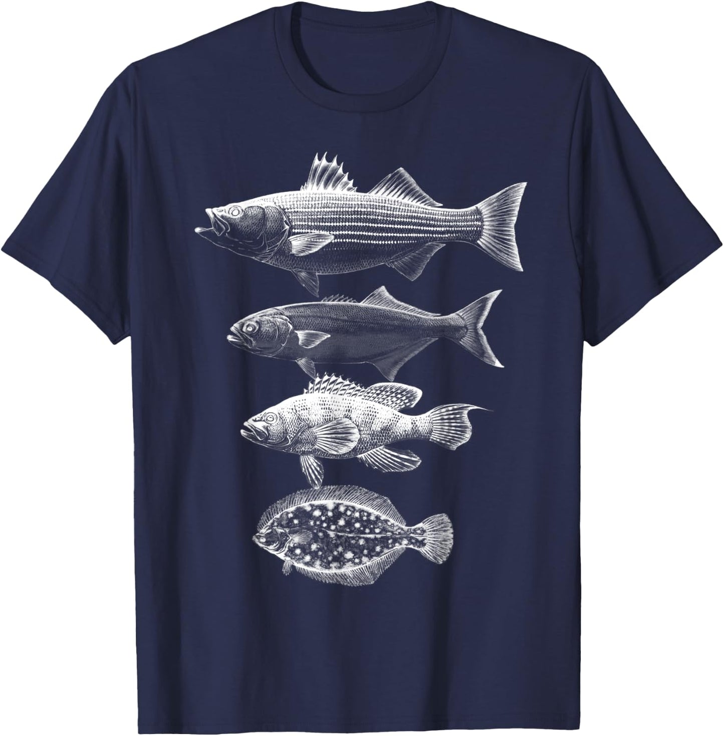 Cape Cod Buzzards Bay Fishing Slam Striper Bluefish Bass T-Shirt - T-Shirt | Navy