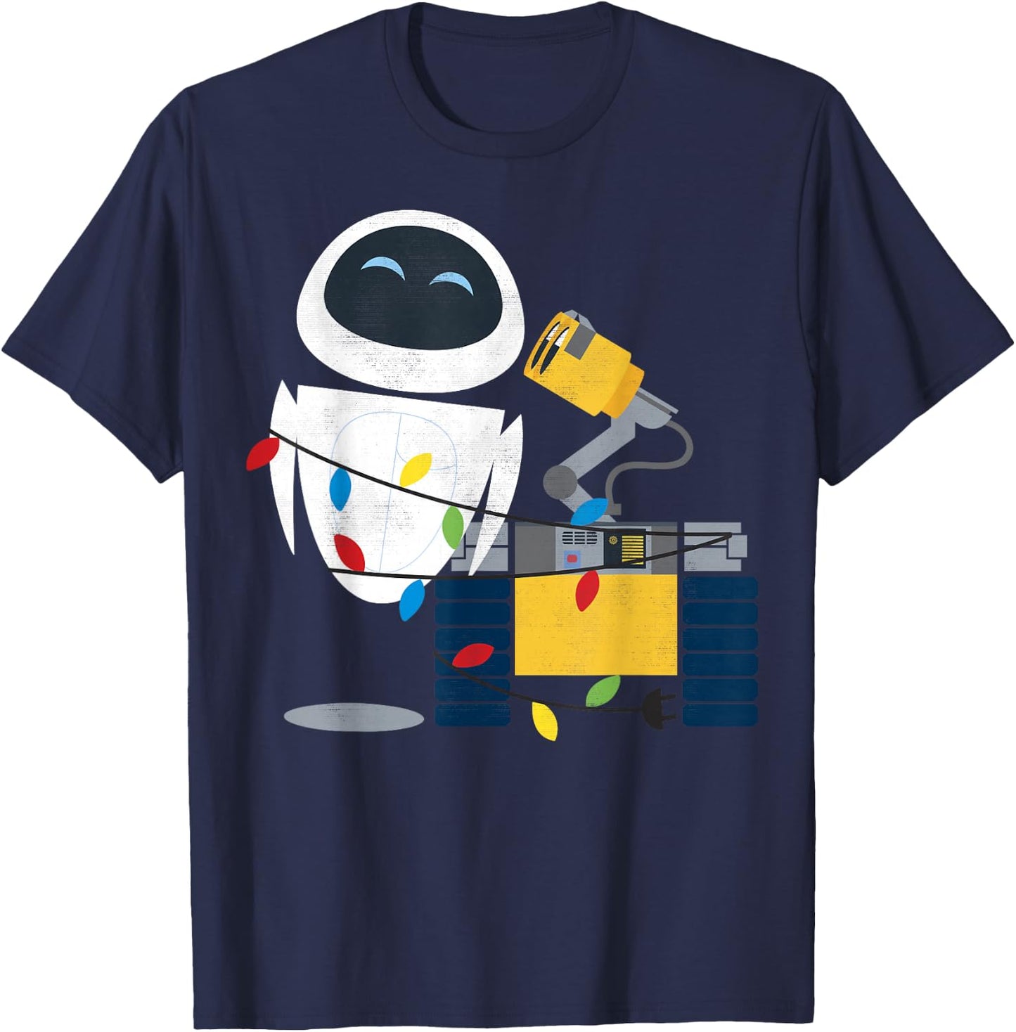 Disney Pixar Wall-E Eve Christmas Light Wrap Graphic Short Sleeve T-Shirt - T-Shirt | Navy