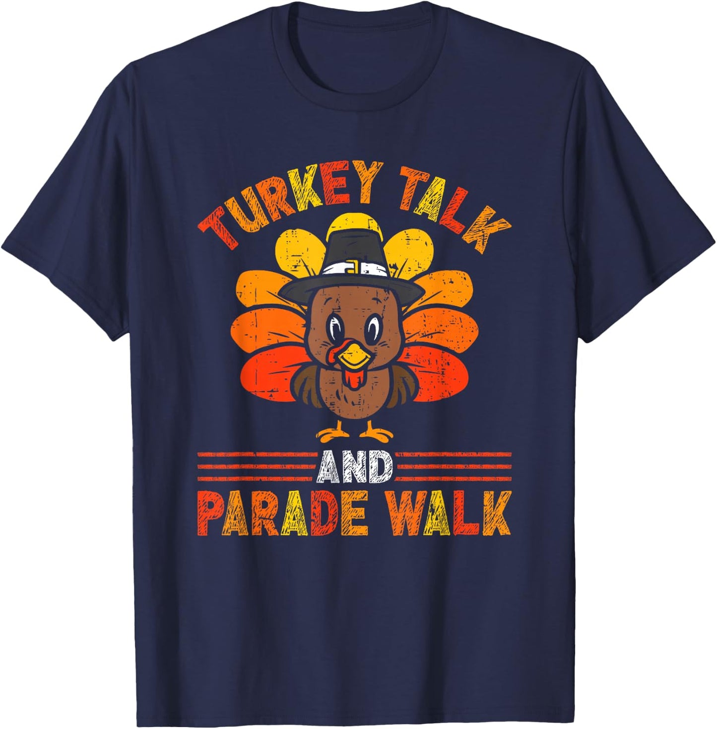 Thanksgiving Turkey Talk - Black, Small - -Adult, Short Sleeve, - Thanksgiving Celebrants, Families, Parade Attendees T-Shirt - T-Shirt | Navy