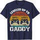 Leveled Up To Daddy Est 2025 Level Unlocked Dad Retro sunset T-Shirt - T-Shirt | Navy