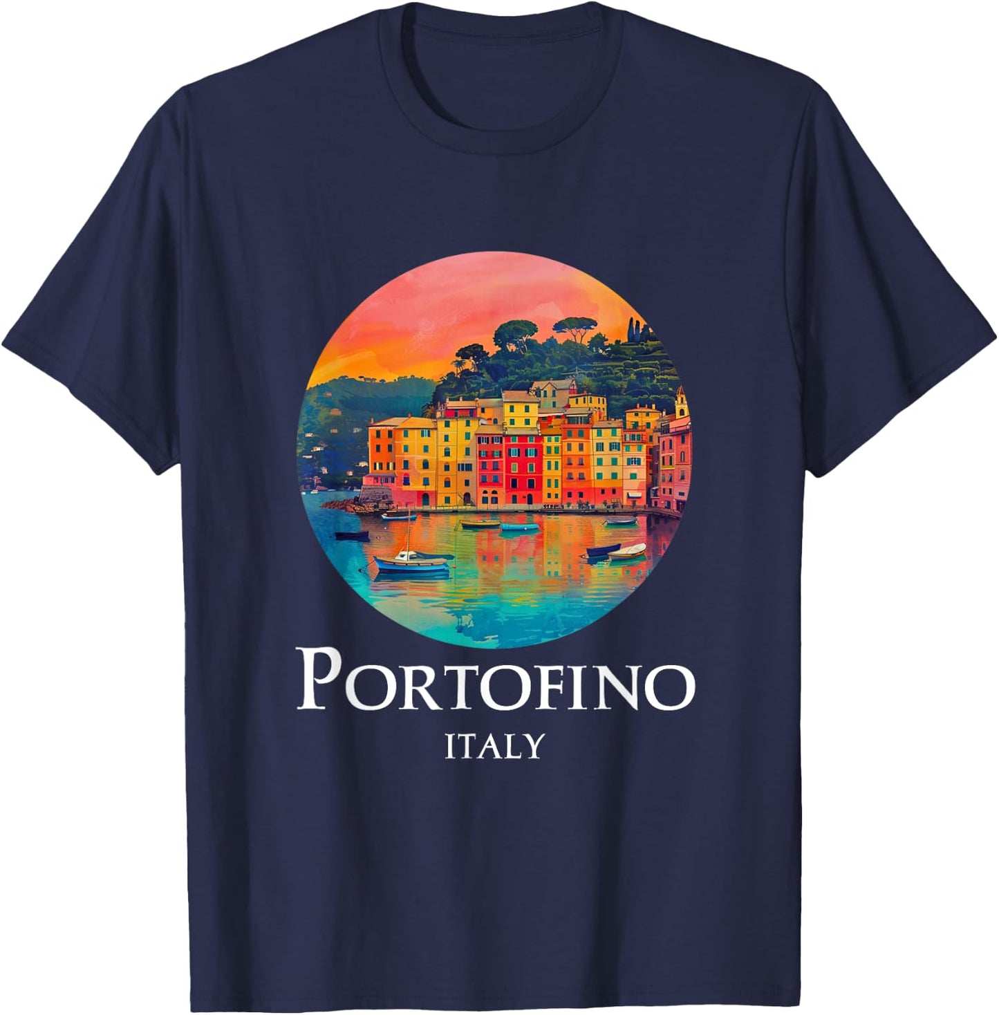 Italy Portofino Painting Souvenir / Portofino T-Shirt - T-Shirt | Navy