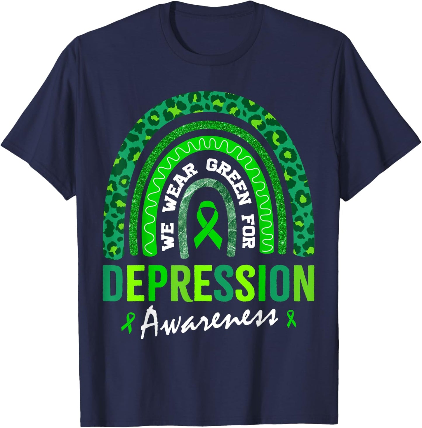 In October We Wear Green for Depression Awareness T-Shirt - T-Shirt | Navy