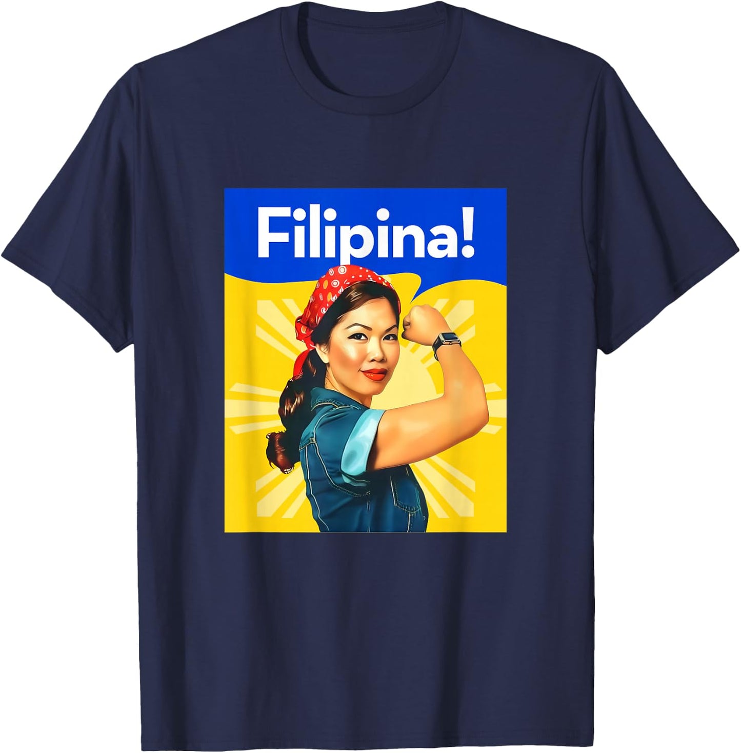 Pinoy Pride - Proud and Strong Filipina T-Shirt - T-Shirt | Navy