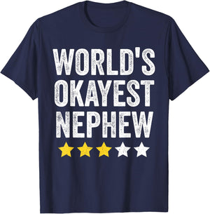World's Okayest Nephew Funny Family Matching Vintage Style T-Shirt - T-Shirt | Navy
