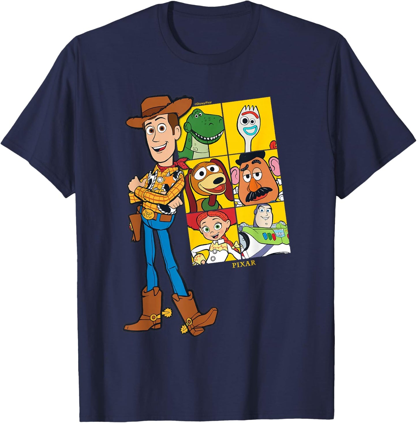 Disney Pixar Toy Story Woody & Friends Grid T-Shirt - T-Shirt | Navy
