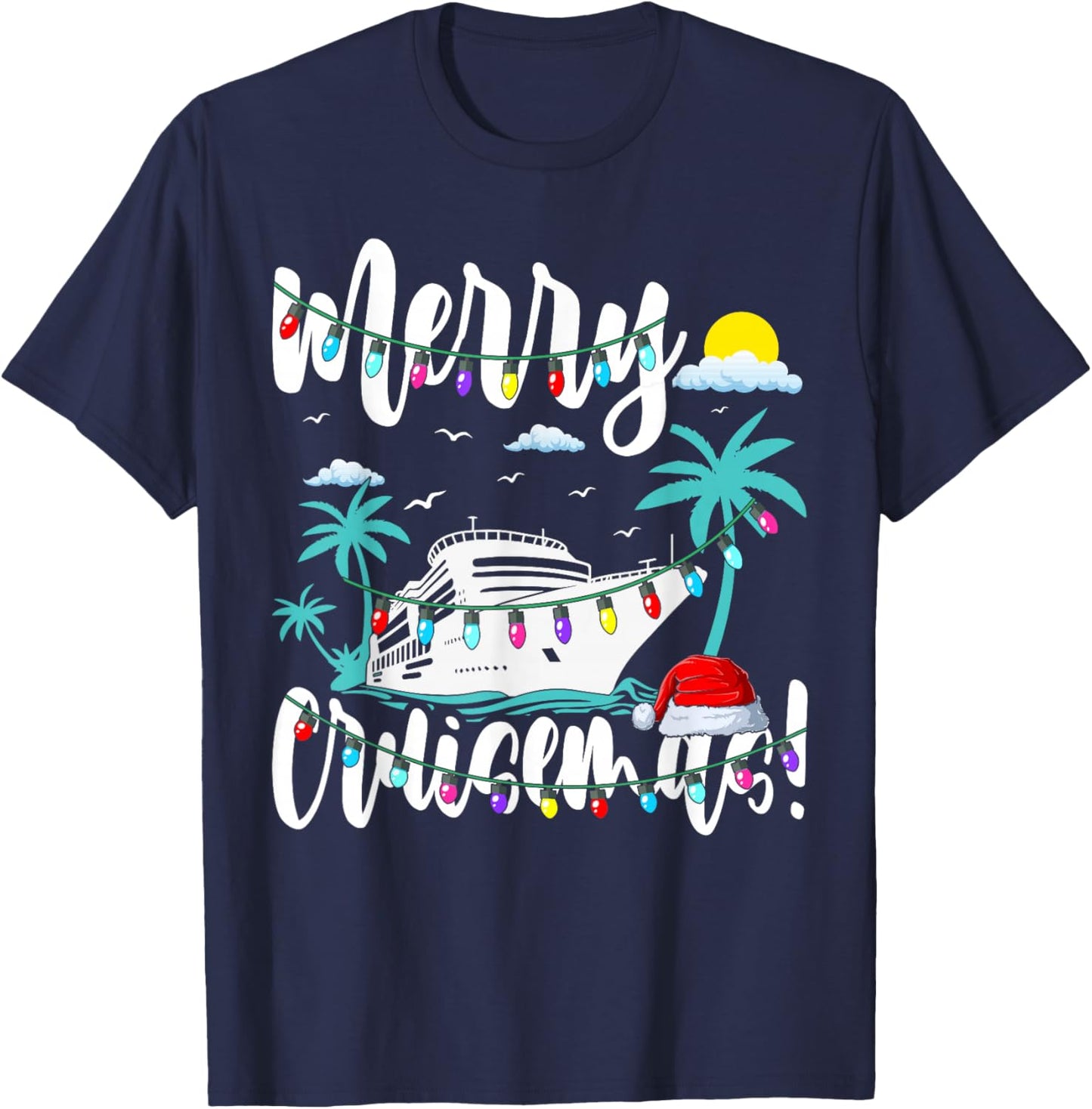Tropical Heartbeat Christmas Cruise Merry Cruisemas T-Shirt - T-Shirt | Navy