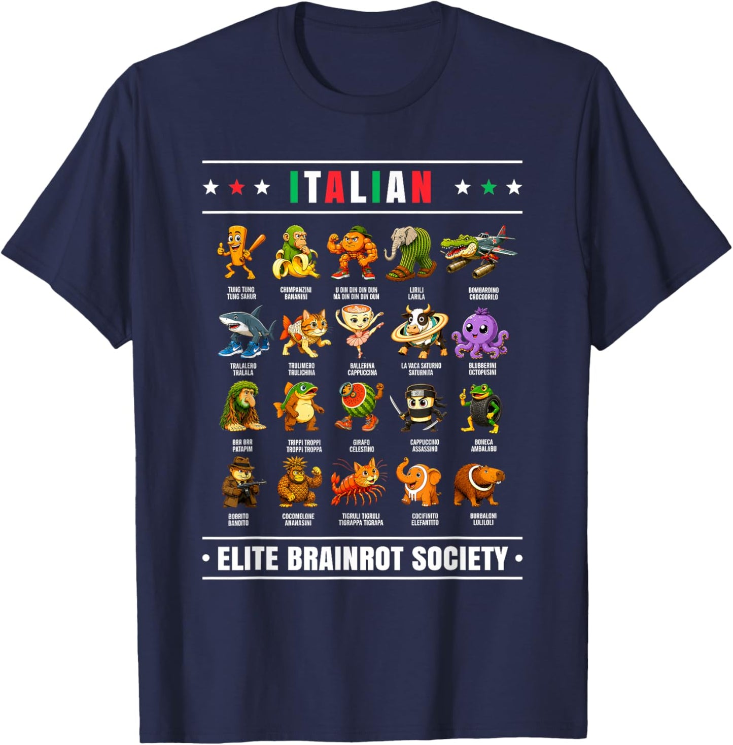 Italian Brainrot Shirt Italian Brainrot Funny Memes for Boys T-Shirt - T-Shirt | Navy
