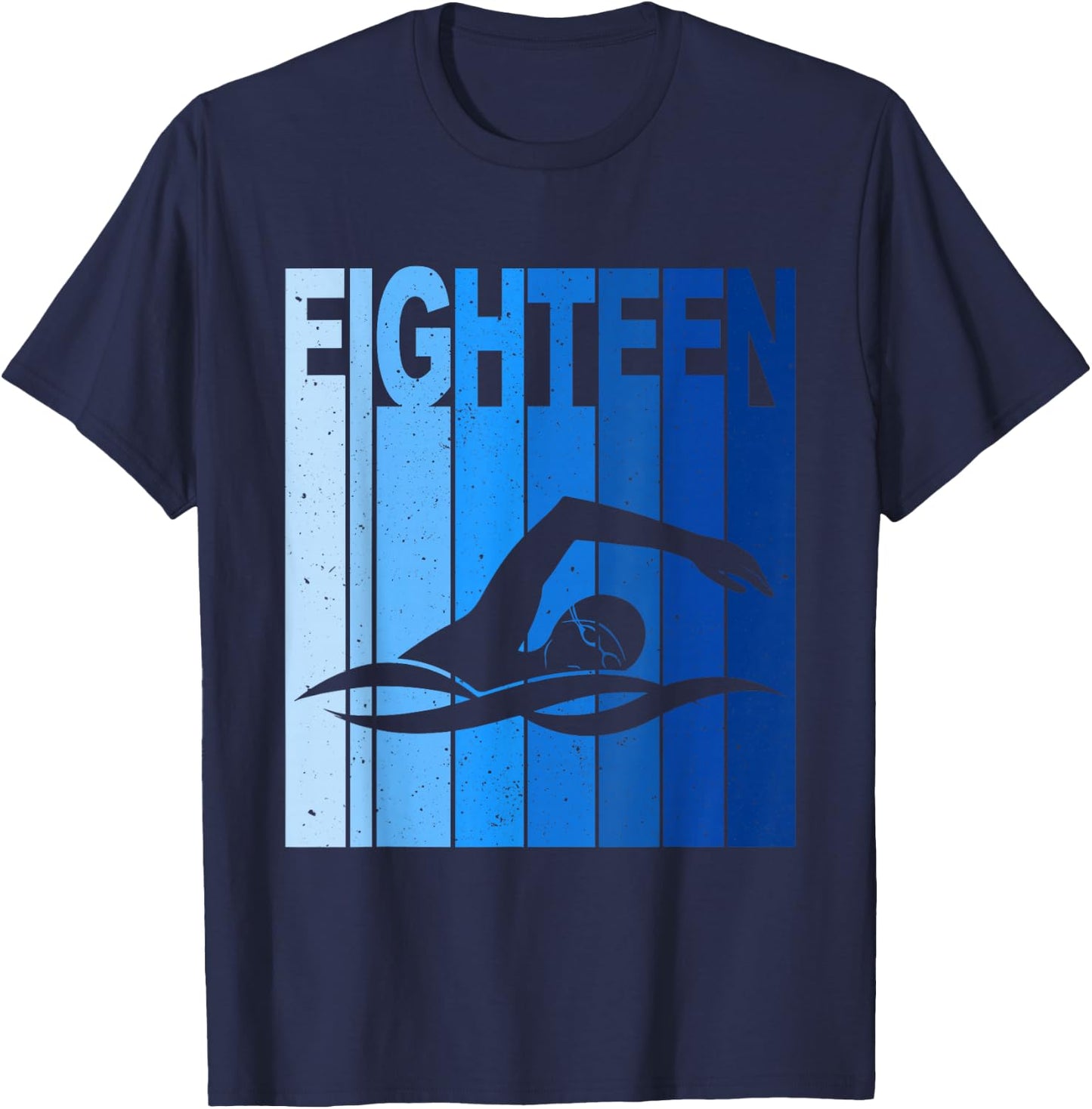 18th Birthday Swimming 18 Year Old Birthday Swimmer T-Shirt - T-Shirt | Navy