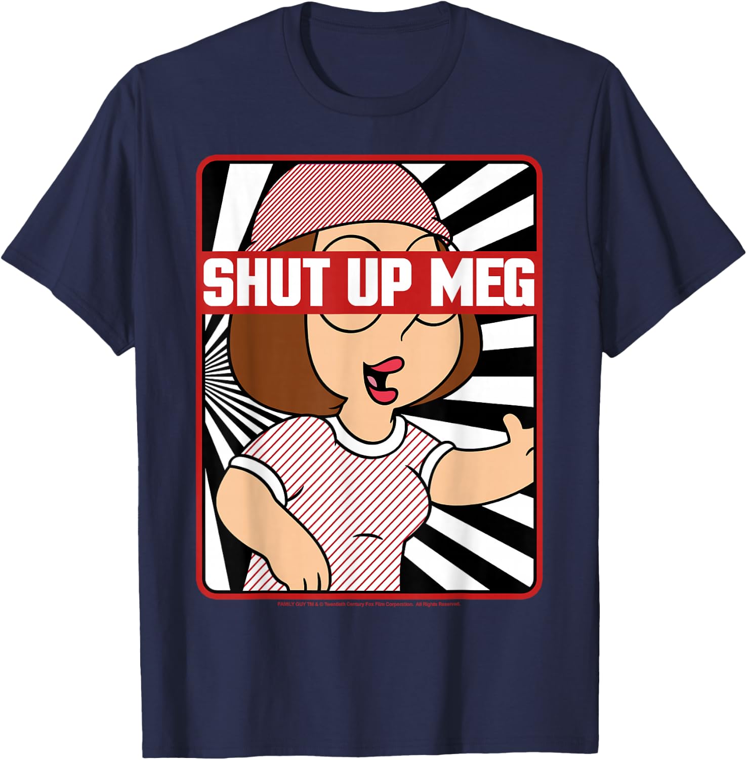 Family Guy Shut Up Meg Censure Big Chest Portrait T-Shirt - T-Shirt | Navy