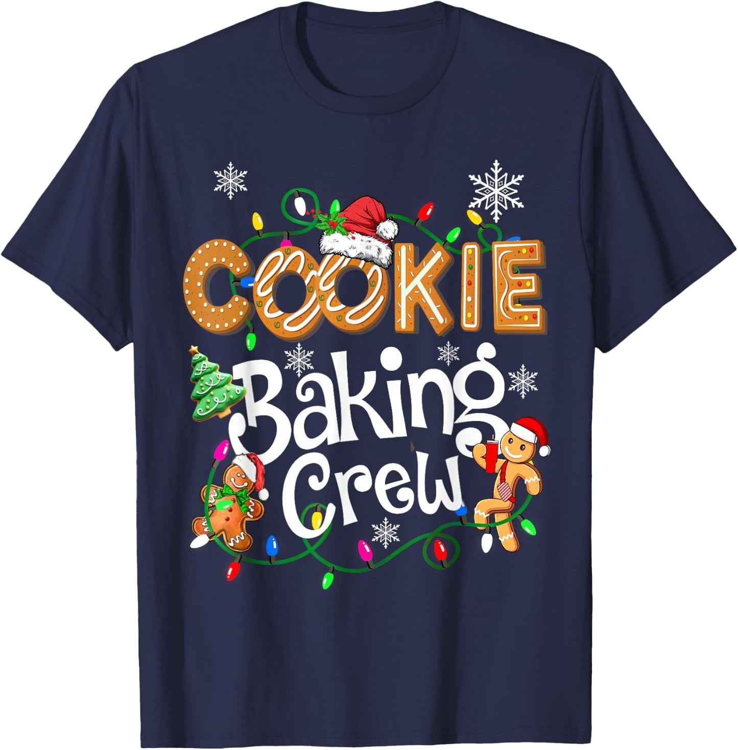 Cookie Baking Crew Cooking Lover Santa Xmas Gingerbread T-Shirt - T-Shirt | Navy