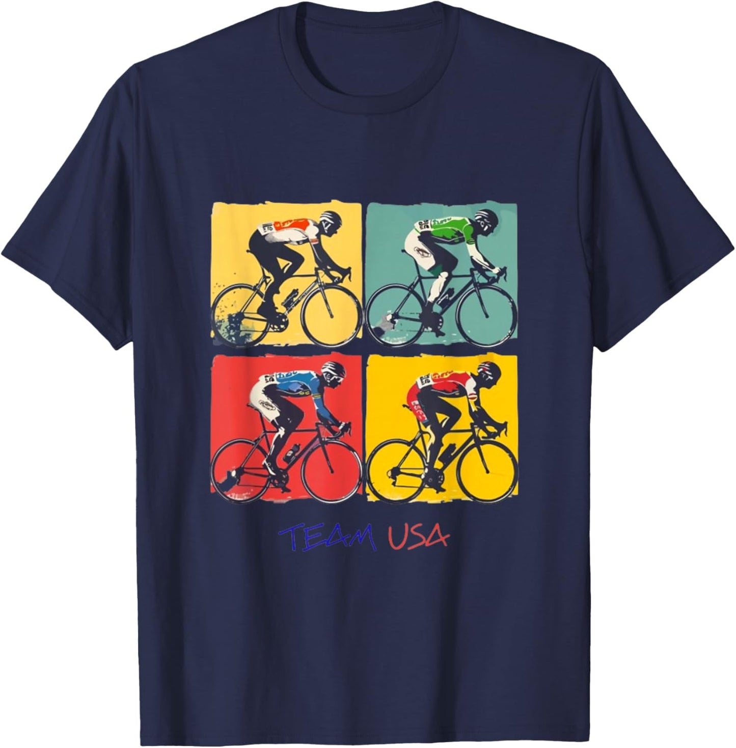 Team USA, Olympics, Cyclists, Bicycles T-Shirt - T-Shirt | Navy