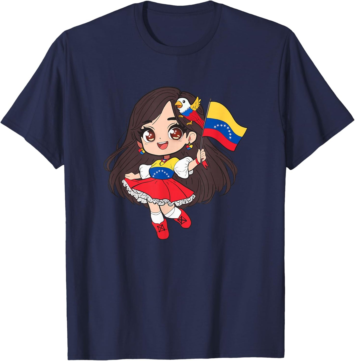 Venezuela Woman Venezuelan Flag Day Hispanic Girl T-Shirt - T-Shirt | Navy