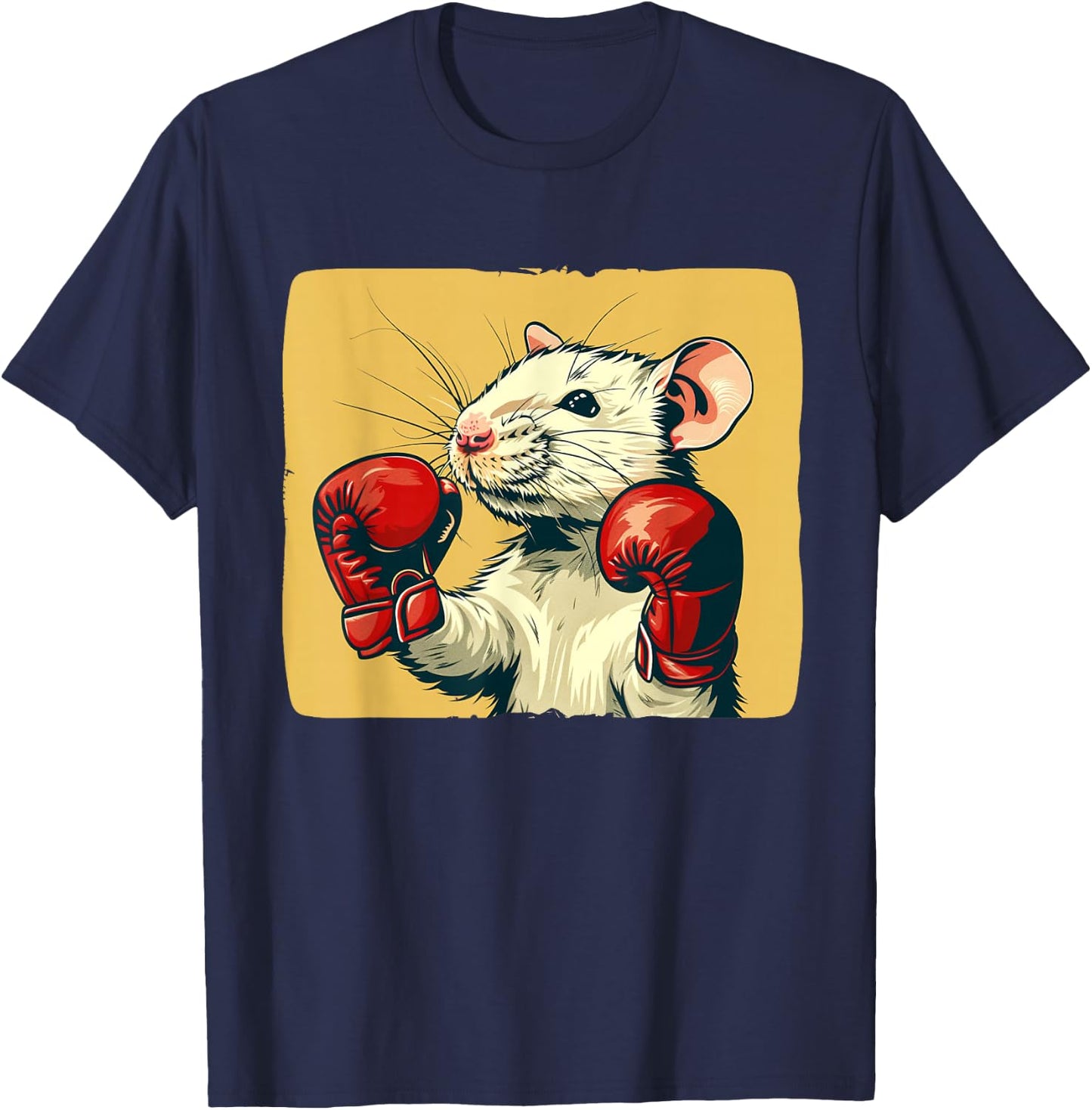 Cute white Rat with red boxing Gloves Costume T-Shirt - T-Shirt | Navy