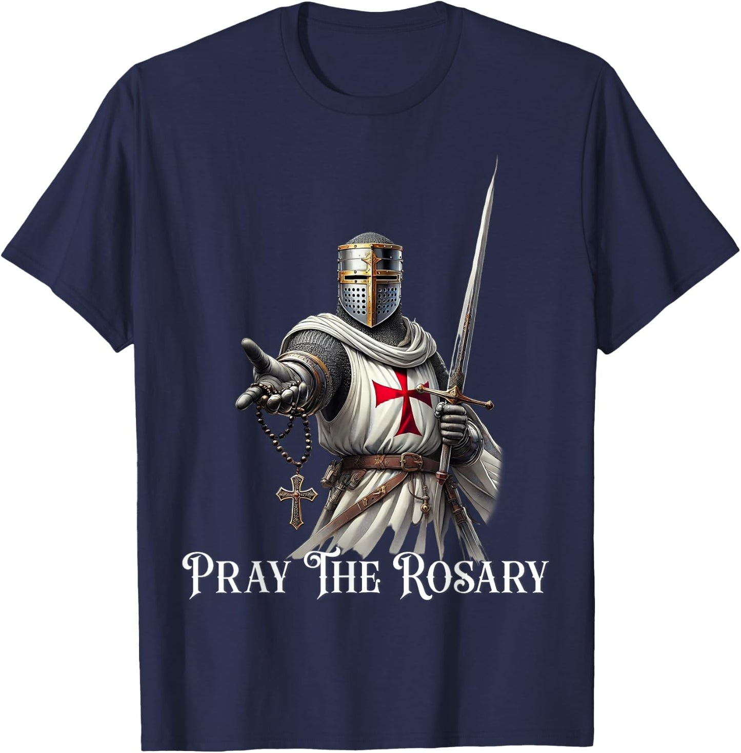 Catholic Knight Templar Latin Crusader Cross T-Shirt - T-Shirt | Navy