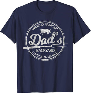 World Famous Dad's Backyard Grill & Chill BBQ T-Shirt - T-Shirt | Navy