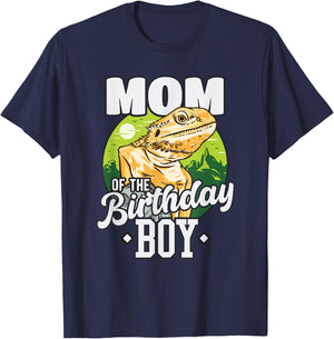 Mom of Birthday Boy Bearded Dragon Birthday Party T-Shirt - T-Shirt | Navy
